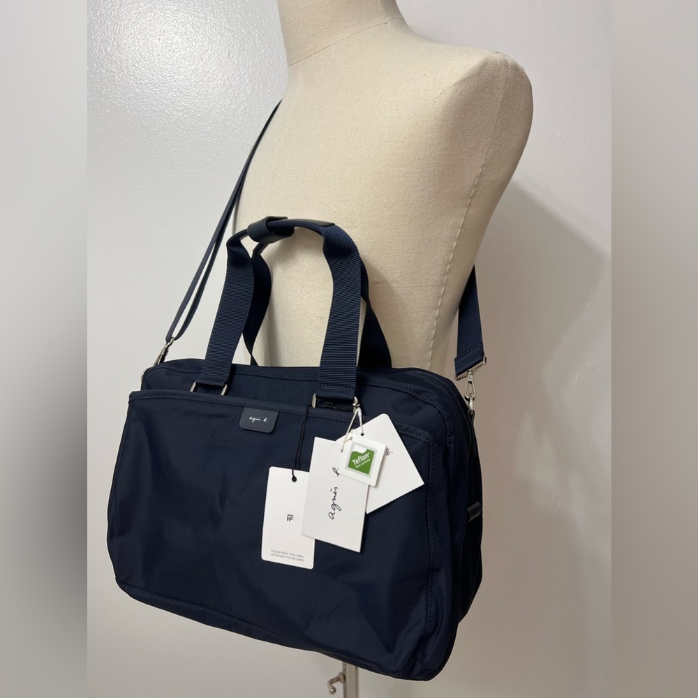 agnès b.      logo tag small holdall bag NWT  Mens Navy Blue
